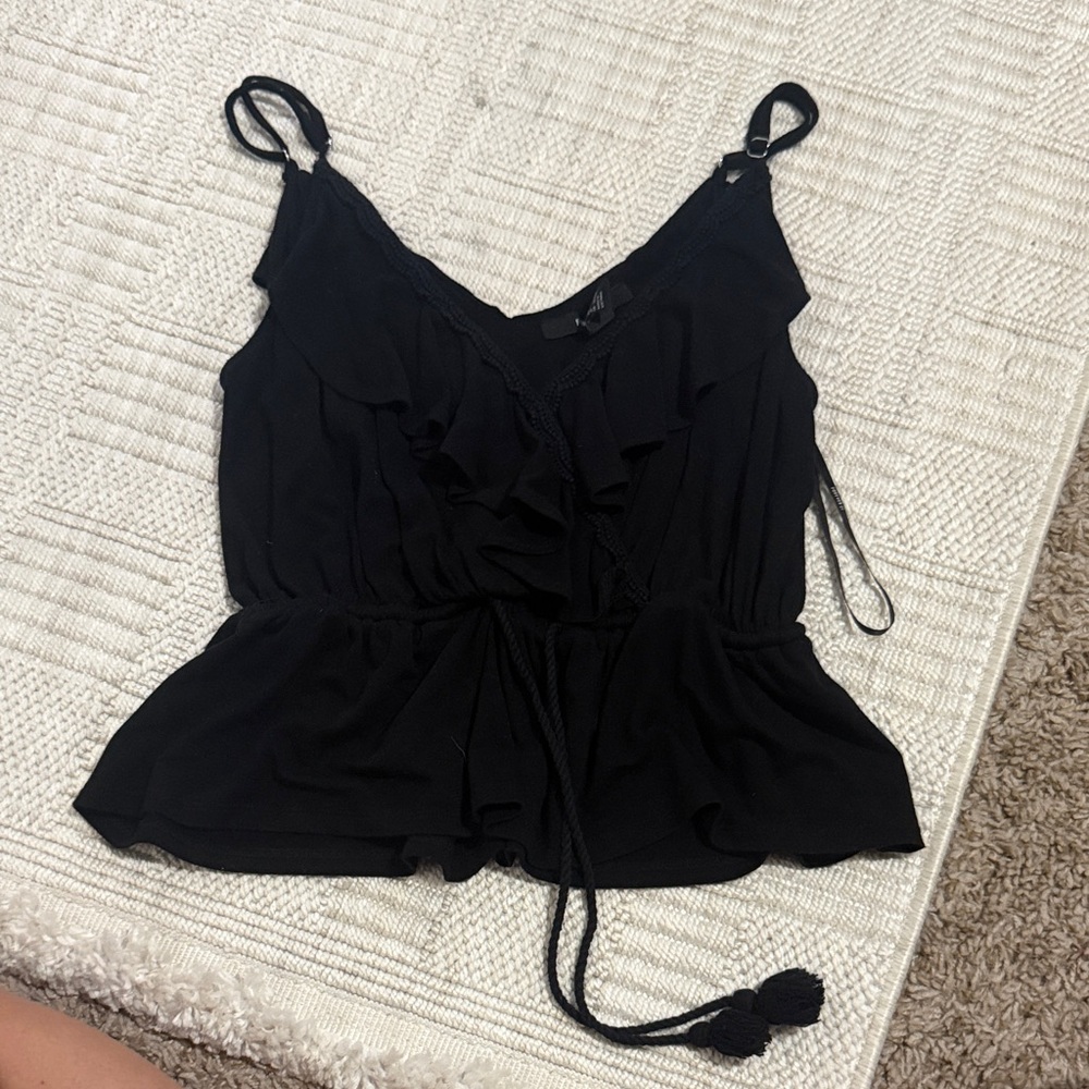 Forever 21 Black Ruffle Tie-Front Camisole